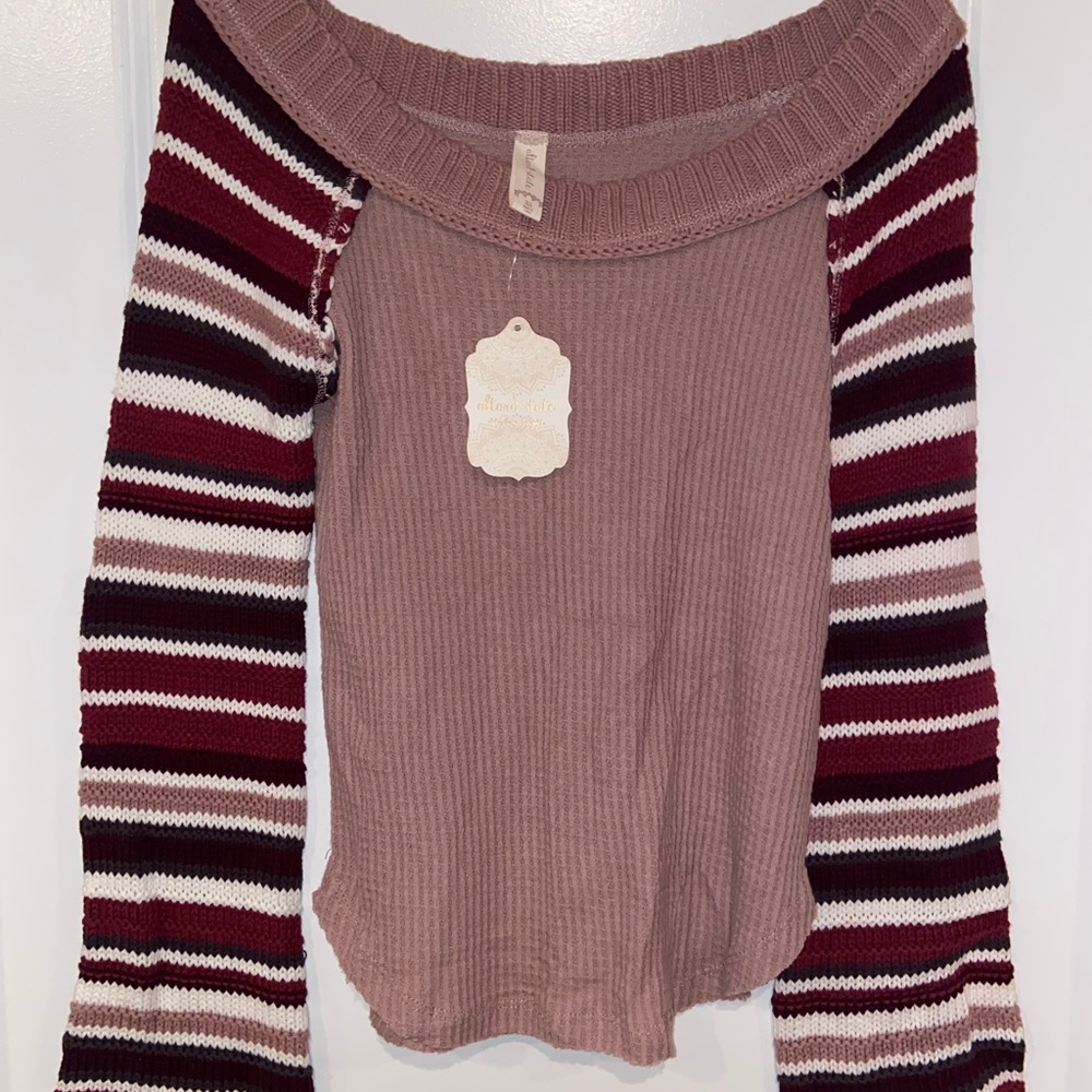 Altar’d State Stripped Wide Neck Stripped Sweater size XSmall (NWT)